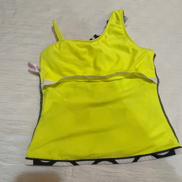 Justice Girls Swimsuit Tankini Size 16 Yellow Black Polka Dot - Picture 6 of 14